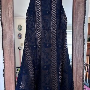 Anthropologie Navy Lace Midi Dress
